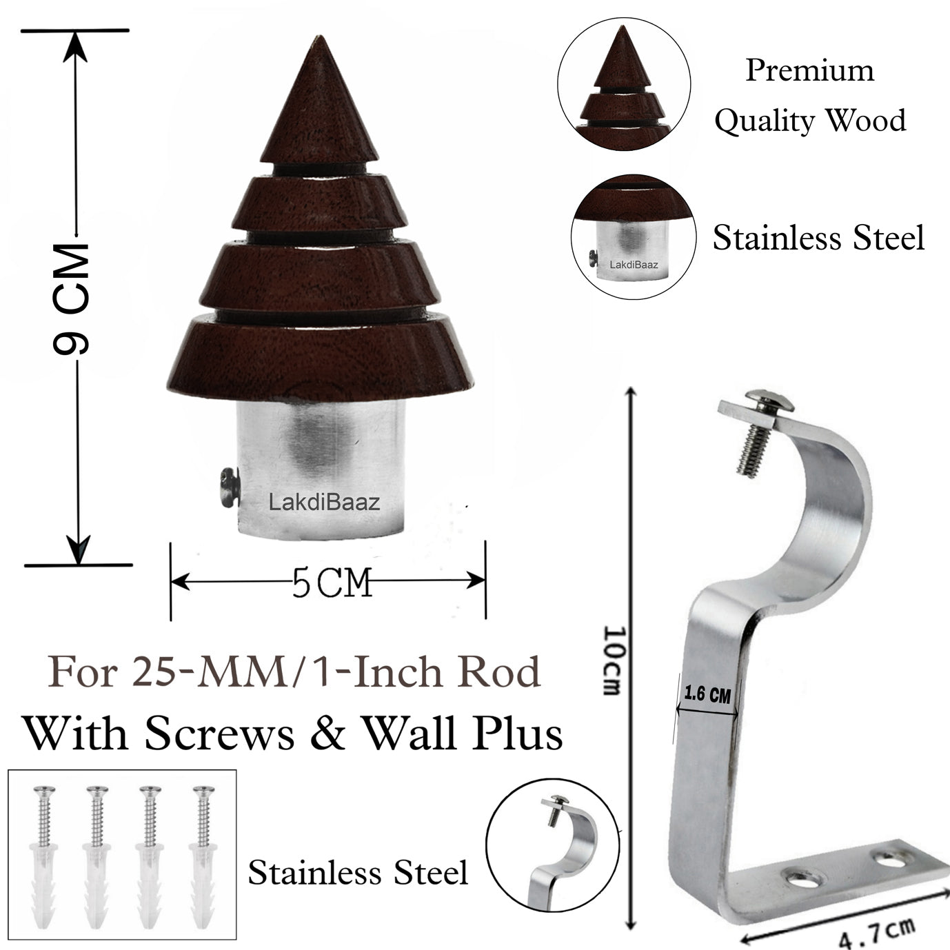 Buy Paras Wooden Curtain Finials with Bracket