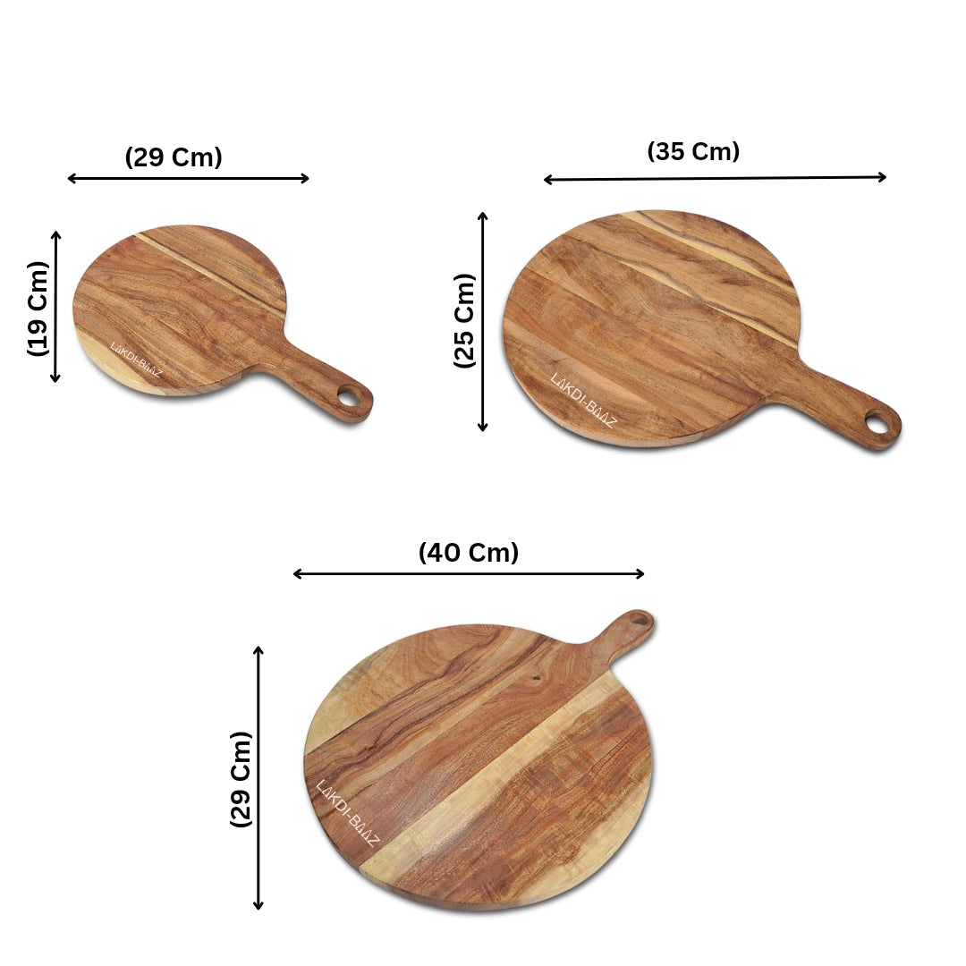 Buy Lakdi-Baaz| Premium Wooden Platter Round Cutting Board Serving Board  Chopping Board Combo