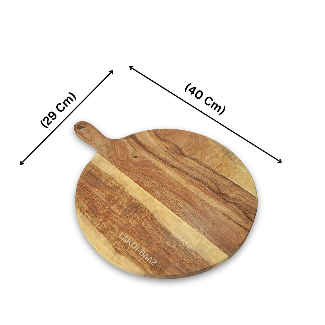 Buy Lakdi-Baaz| Premium Wooden Platter Round Cutting Board Serving Board  Chopping Board Large(29 X 40 CM)