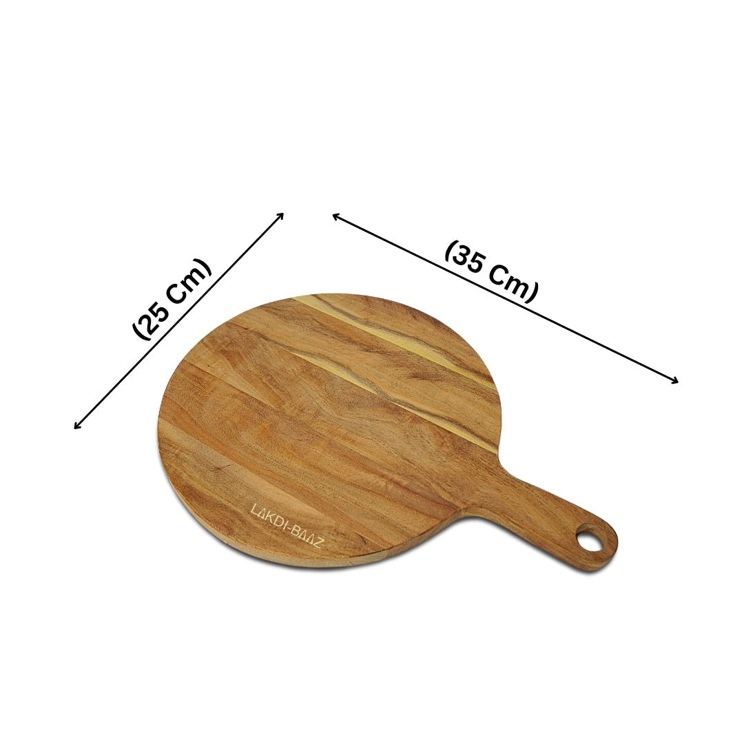 Buy Lakdi-Baaz| Premium Wooden Platter Round Cutting Board Serving Board  Chopping Board Medium(25 X 35 Cm)