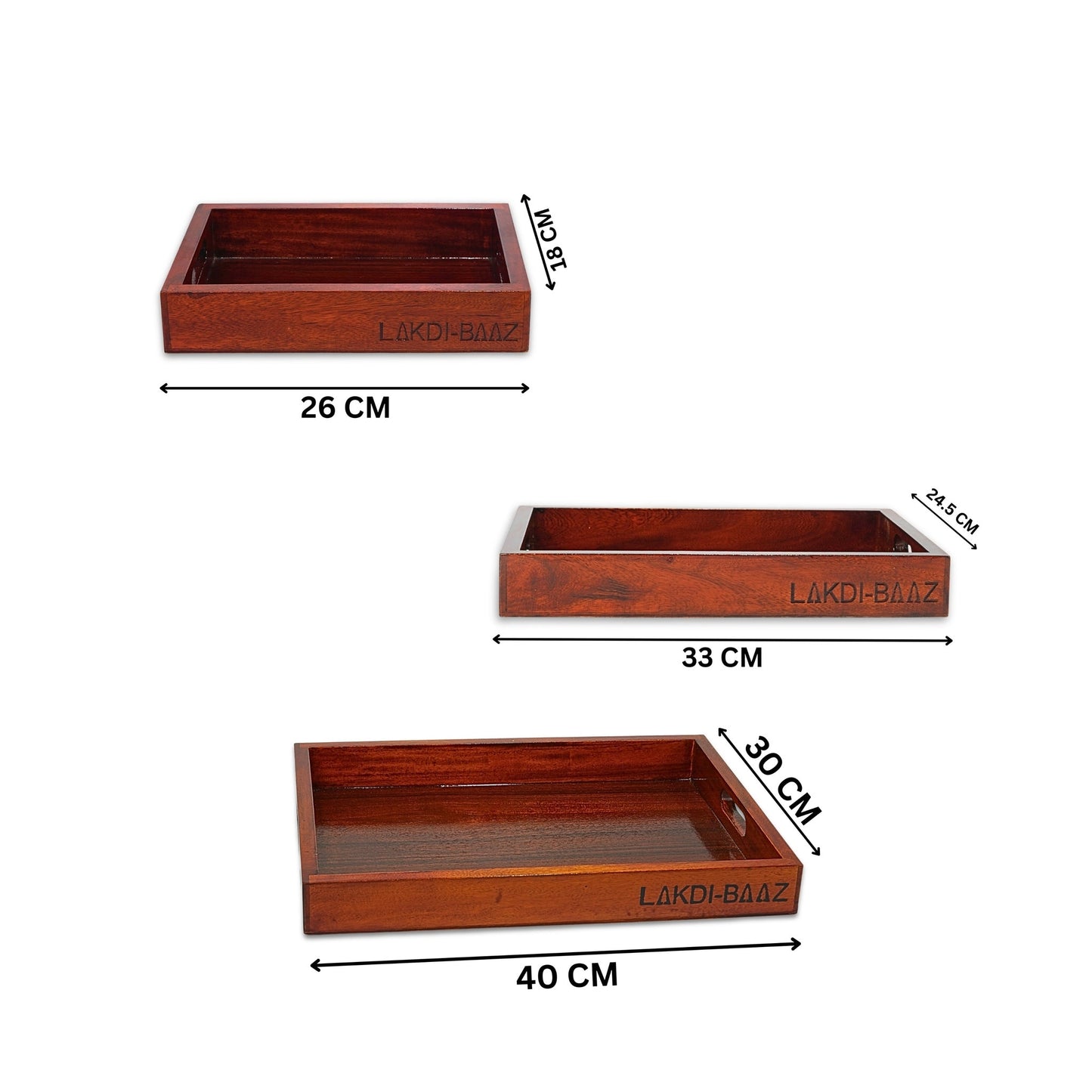 Buy Lakdi-Baaz| Premium Wooden Serving Tray Combo Teak