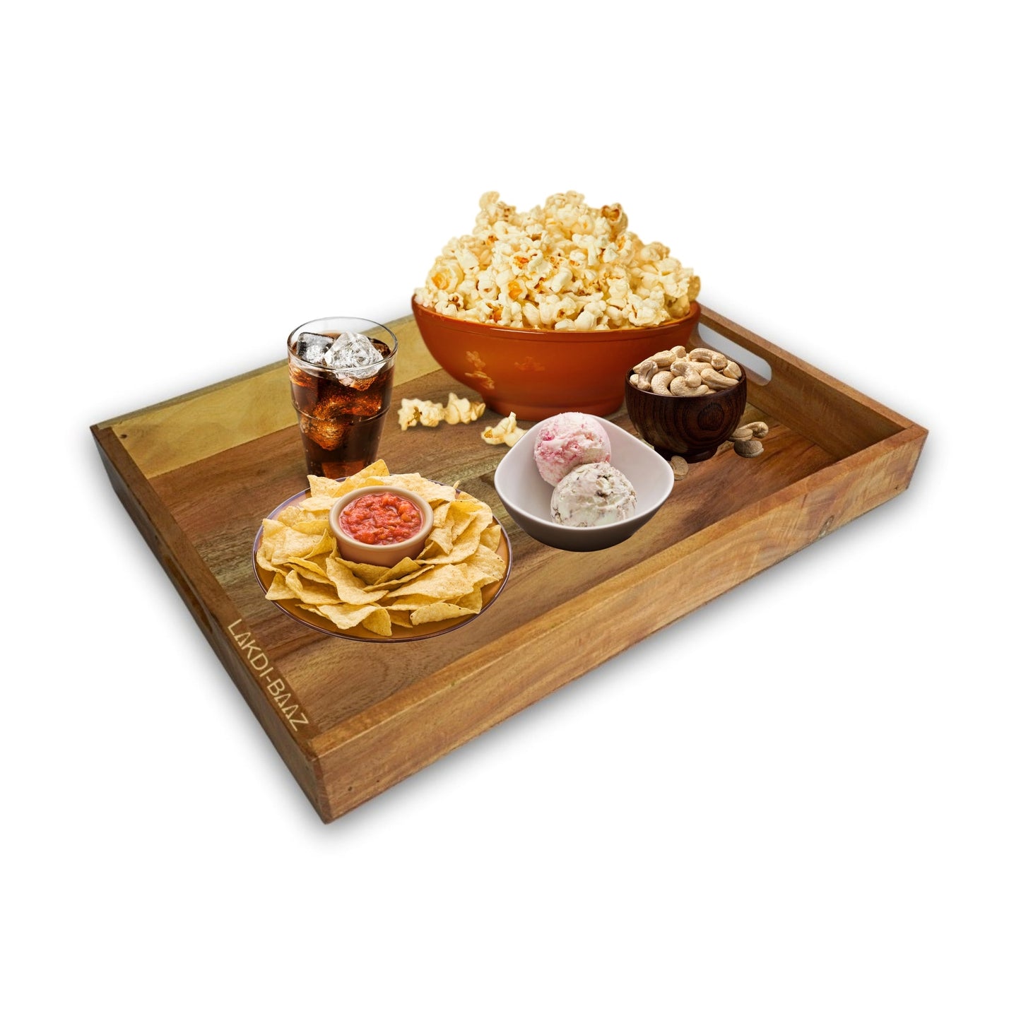 Buy Lakdi-Baaz| Premium Wooden Serving Tray Large Natural(16 X 12 Inch)