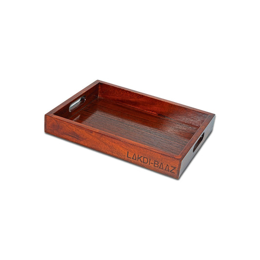 Buy Lakdi-Baaz| Premium Wooden Serving Tray Medium Teak(13 X 10 Inch)