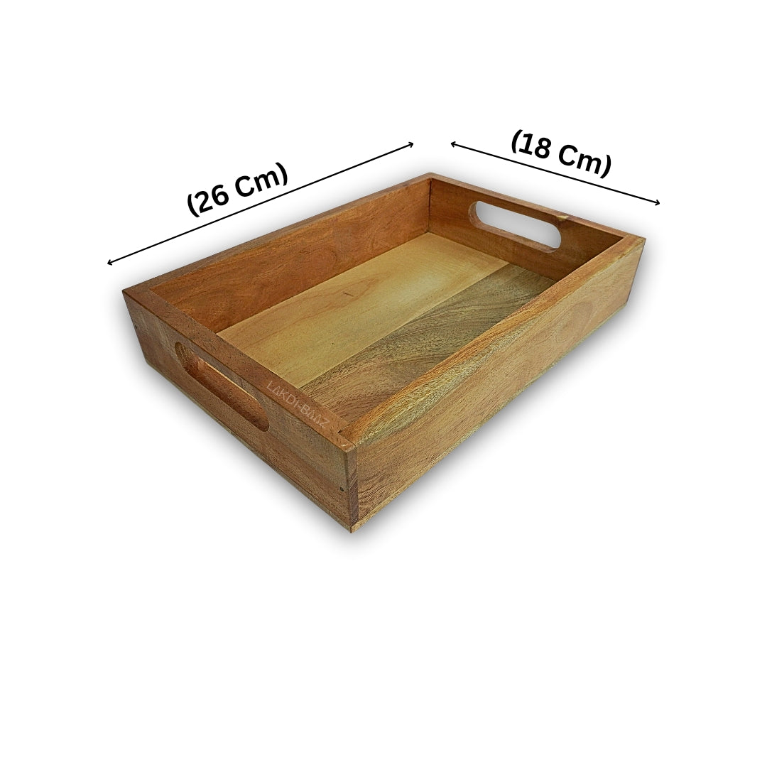 Buy Lakdi-Baaz| Premium Wooden Serving Tray Small Natural(7 X 10 Inch)