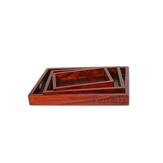 Buy Lakdi-Baaz| Premium Wooden Serving Tray Combo Teak