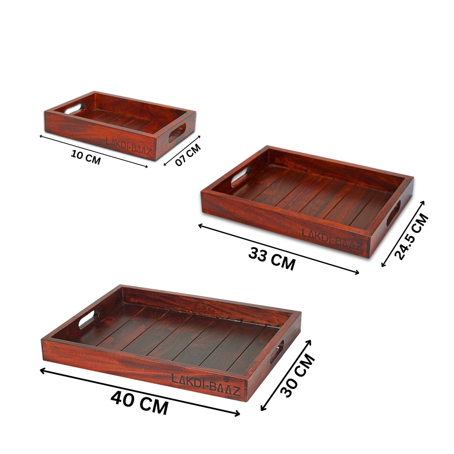 Buy Lakdi-Baaz| Premium Wooden Serving Tray Combo Teak