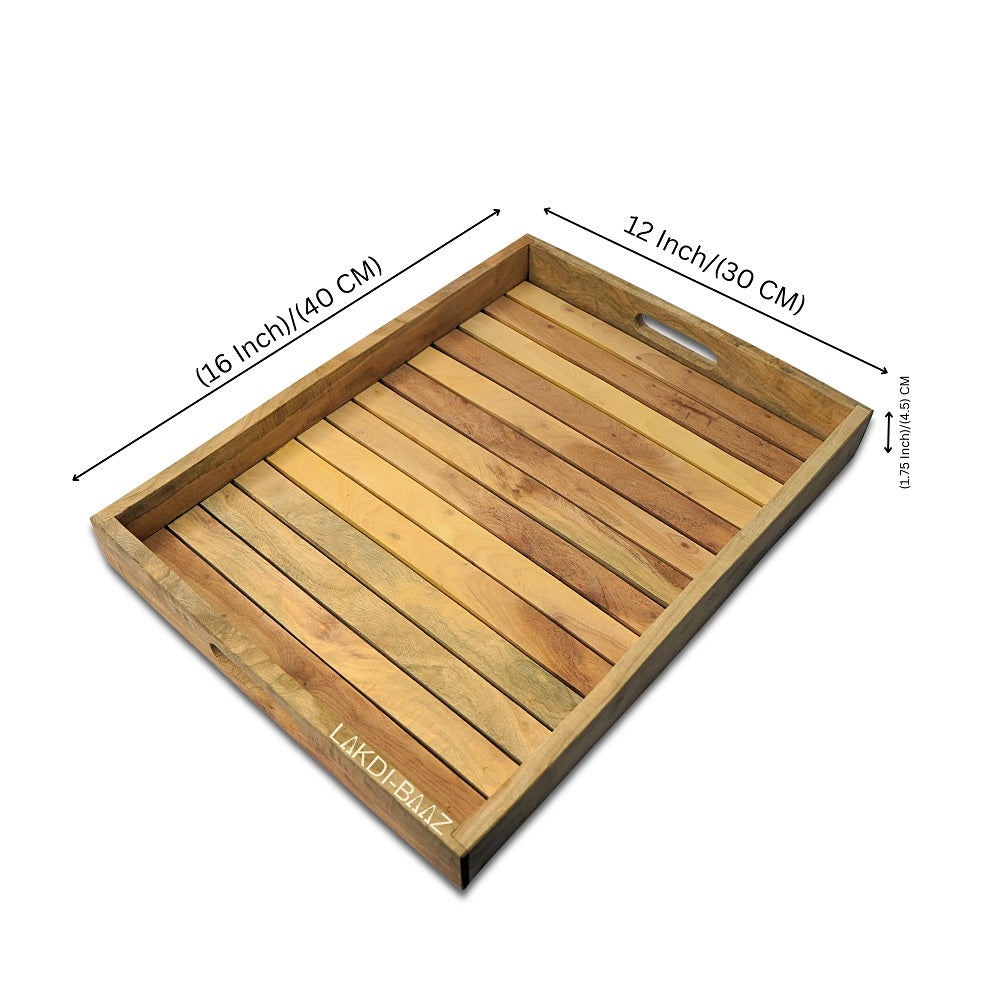 Buy Lakdi-Baaz| Premium Wooden Serving Tray Large Natural(16 X 12 Inch)