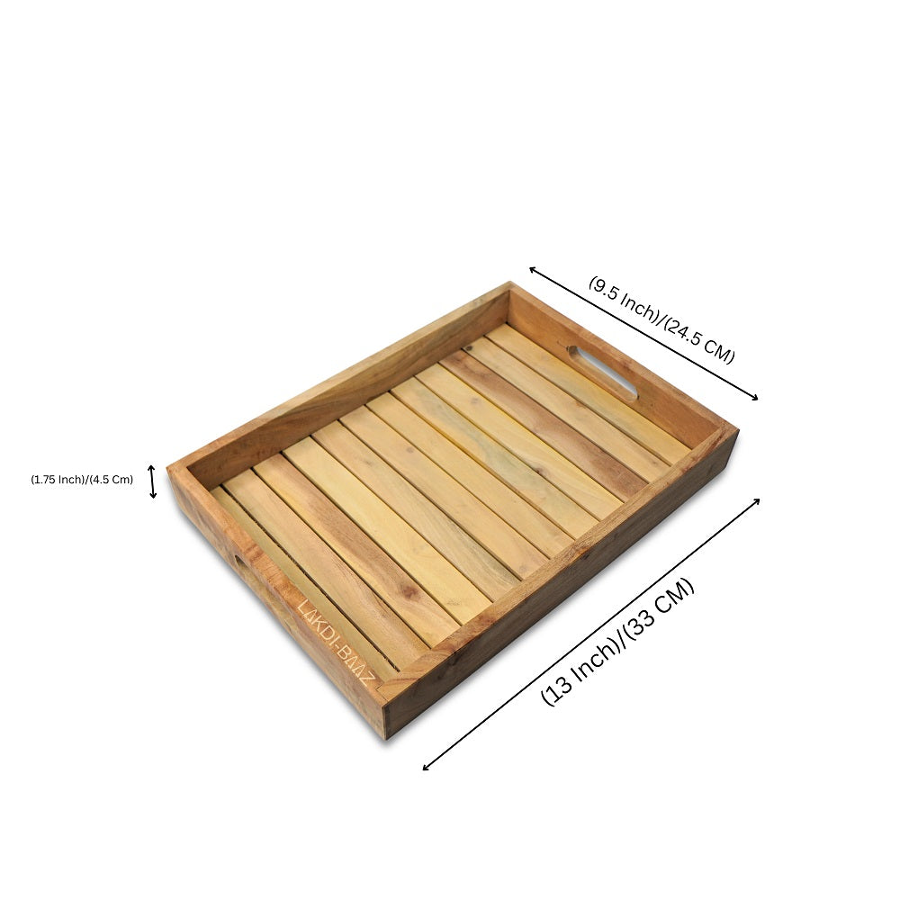 Buy Lakdi-Baaz| Premium Wooden Serving Tray Medium Natural(13 X 10 Inch)