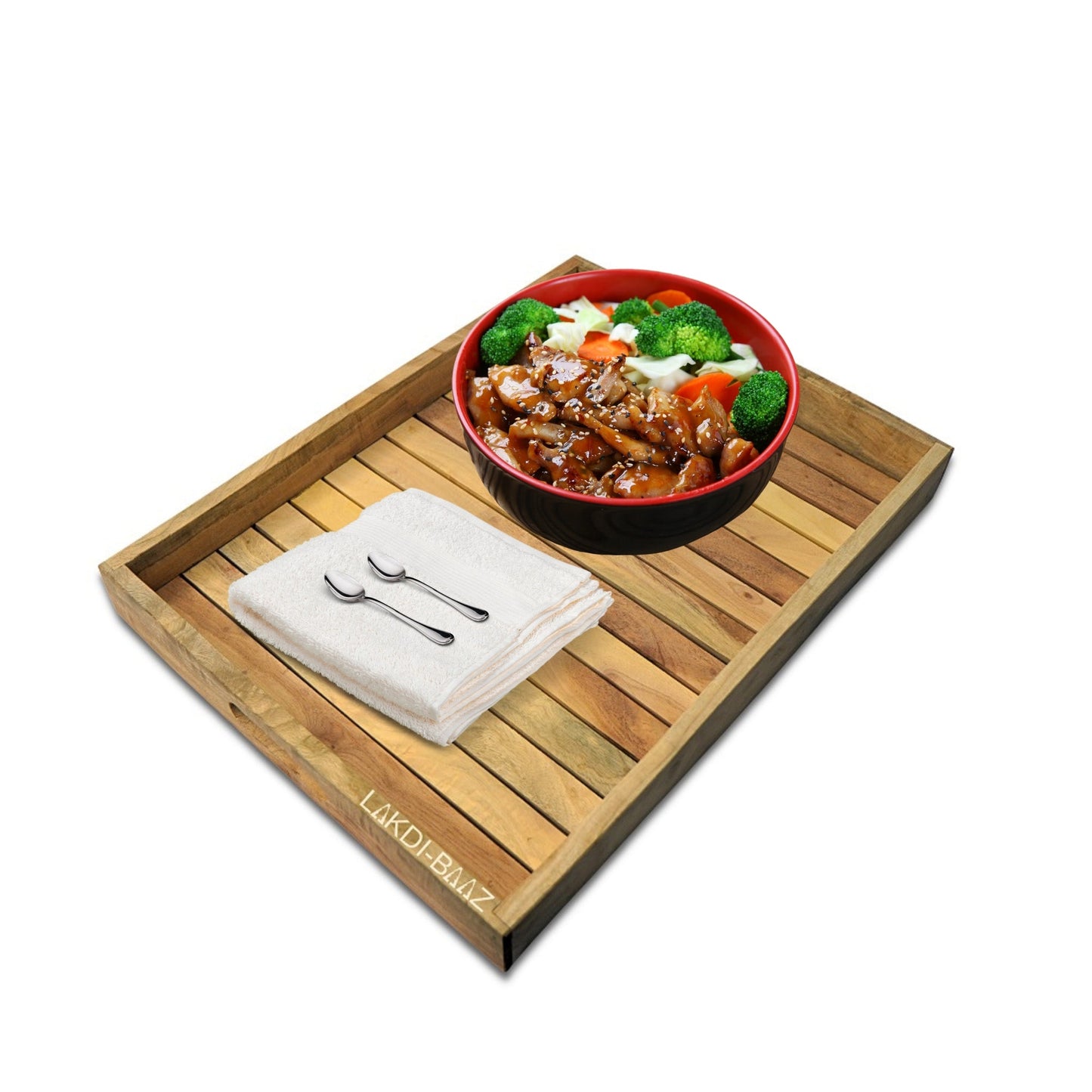 Buy Lakdi-Baaz| Premium Wooden Serving Tray Medium Natural(13 X 10 Inch)