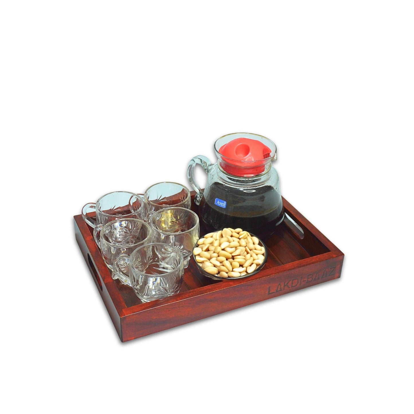 Buy Lakdi-Baaz| Premium Wooden Serving Tray Medium Teak(13 X 10 Inch)