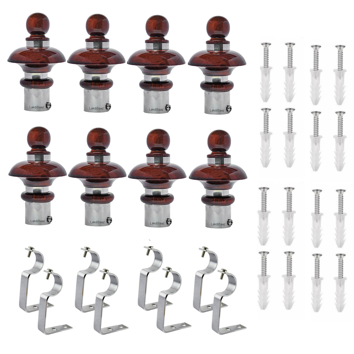 Buy Paras Wooden Curtain Finials with Bracket