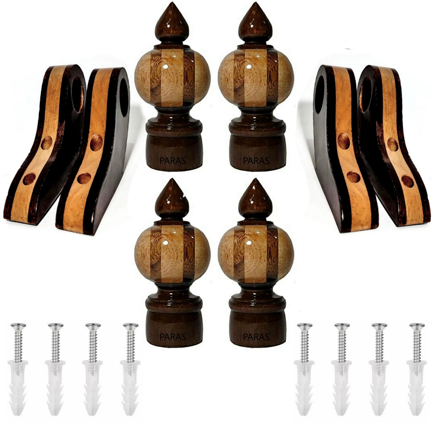 Buy Paras Wooden Curtain Finials with Bracket